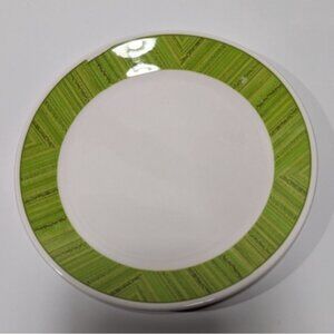 Syracuse China Syralite Plate With Green Geometric Rim